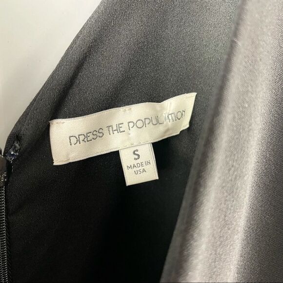 Dress The Population Logan Black Deep V Sequin Dress Size S - Picture 5 of 7